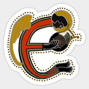 Dark Angel Letter E Ochre Sticker